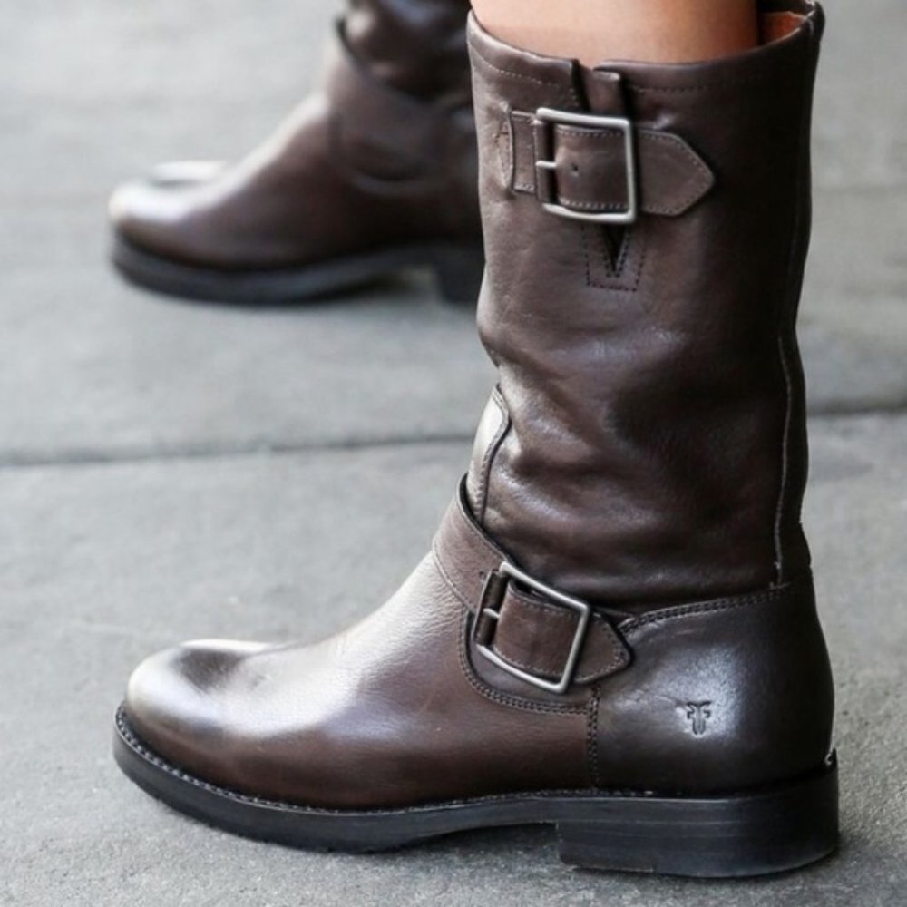 Frye Vicky Engineer Leather Boot Chocolate